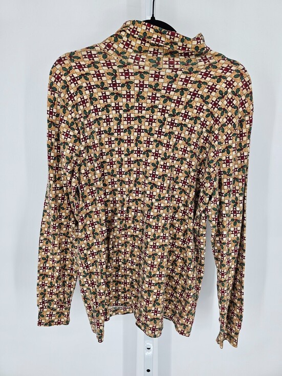 Corner Stone Tops - Vtg Corner Stone Womens Sz L Long Sleeve Turtleneck T Short Christmas Holly